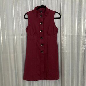 sleeveless buttoned mock neck dress